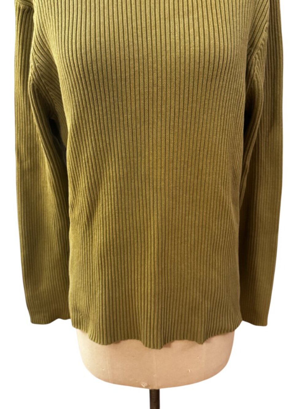 Vintage J.Crew Olive Green Ribbed Turtleneck Sweater Women’s Large Cotton Blend - Picture 4 of 6